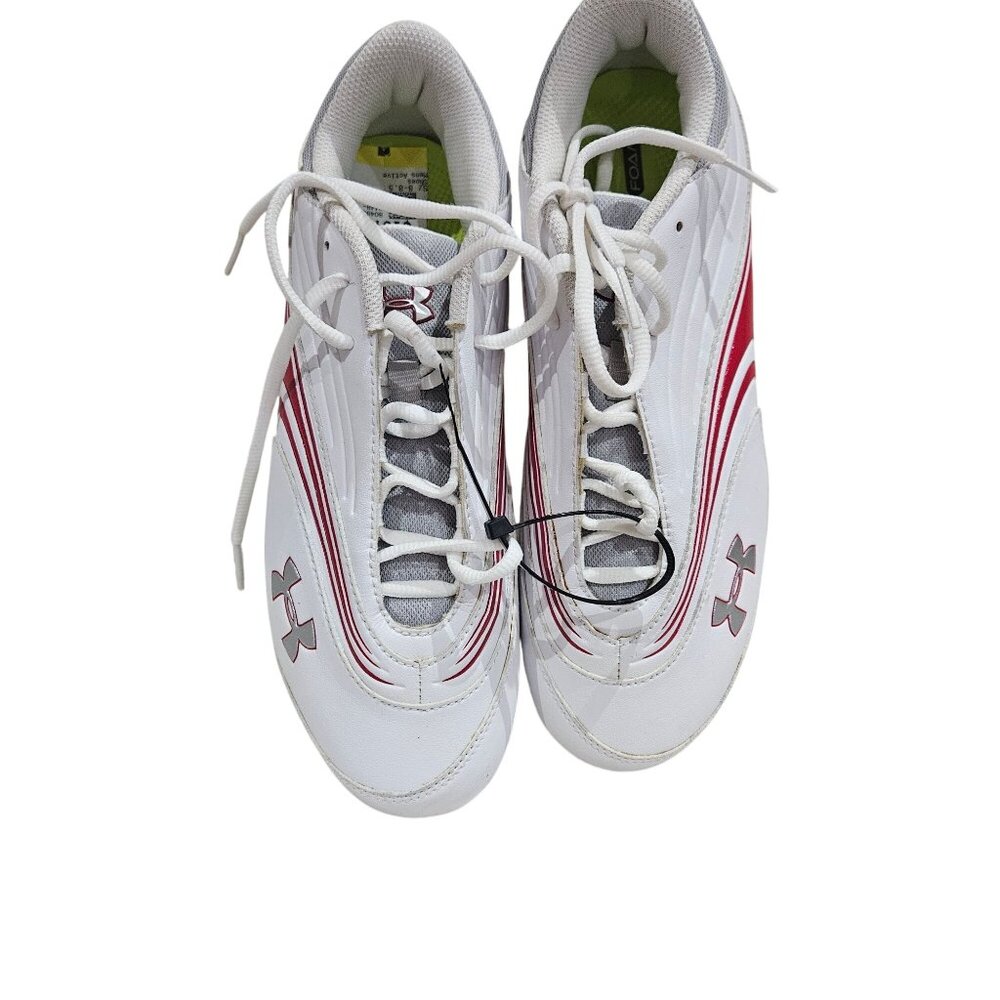 Under Armour White & Red Football Cleats With 4D Foam Cushioning Size 9